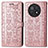 Leather Case Stands Fashionable Pattern Flip Cover Holder S03D for Huawei Nova Y91 Rose Gold