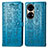 Leather Case Stands Fashionable Pattern Flip Cover Holder S03D for Huawei P50 Blue