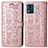 Leather Case Stands Fashionable Pattern Flip Cover Holder S03D for Motorola Moto E13 Pink