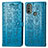 Leather Case Stands Fashionable Pattern Flip Cover Holder S03D for Motorola Moto E20 Blue