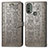 Leather Case Stands Fashionable Pattern Flip Cover Holder S03D for Motorola Moto E20 Gray