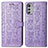 Leather Case Stands Fashionable Pattern Flip Cover Holder S03D for Motorola Moto E32 Purple