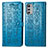 Leather Case Stands Fashionable Pattern Flip Cover Holder S03D for Motorola Moto E32s Blue