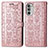 Leather Case Stands Fashionable Pattern Flip Cover Holder S03D for Motorola Moto Edge (2022) 5G Rose Gold