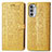 Leather Case Stands Fashionable Pattern Flip Cover Holder S03D for Motorola Moto Edge (2022) 5G Yellow