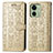 Leather Case Stands Fashionable Pattern Flip Cover Holder S03D for Motorola Moto Edge (2023) 5G Gold