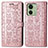 Leather Case Stands Fashionable Pattern Flip Cover Holder S03D for Motorola Moto Edge (2023) 5G Rose Gold