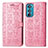 Leather Case Stands Fashionable Pattern Flip Cover Holder S03D for Motorola Moto Edge 30 5G Pink