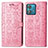 Leather Case Stands Fashionable Pattern Flip Cover Holder S03D for Motorola Moto Edge 40 Neo 5G Pink