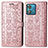 Leather Case Stands Fashionable Pattern Flip Cover Holder S03D for Motorola Moto Edge 40 Neo 5G Rose Gold