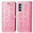 Leather Case Stands Fashionable Pattern Flip Cover Holder S03D for Motorola Moto Edge S30 5G Pink