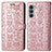 Leather Case Stands Fashionable Pattern Flip Cover Holder S03D for Motorola Moto Edge S30 5G Rose Gold