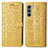 Leather Case Stands Fashionable Pattern Flip Cover Holder S03D for Motorola Moto Edge S30 5G Yellow