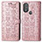 Leather Case Stands Fashionable Pattern Flip Cover Holder S03D for Motorola Moto G Play (2023) Rose Gold