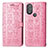 Leather Case Stands Fashionable Pattern Flip Cover Holder S03D for Motorola Moto G Power (2022) Pink