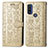 Leather Case Stands Fashionable Pattern Flip Cover Holder S03D for Motorola Moto G Pure Gold