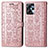 Leather Case Stands Fashionable Pattern Flip Cover Holder S03D for Motorola Moto G13 Rose Gold