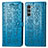 Leather Case Stands Fashionable Pattern Flip Cover Holder S03D for Motorola Moto G200 5G Blue