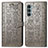 Leather Case Stands Fashionable Pattern Flip Cover Holder S03D for Motorola Moto G200 5G Gray