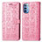 Leather Case Stands Fashionable Pattern Flip Cover Holder S03D for Motorola Moto G31 Pink