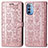 Leather Case Stands Fashionable Pattern Flip Cover Holder S03D for Motorola Moto G31 Rose Gold