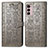 Leather Case Stands Fashionable Pattern Flip Cover Holder S03D for Motorola Moto G42 Gray