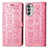 Leather Case Stands Fashionable Pattern Flip Cover Holder S03D for Motorola MOTO G52 Pink