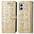 Leather Case Stands Fashionable Pattern Flip Cover Holder S03D for Motorola Moto G53 5G Gold