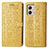 Leather Case Stands Fashionable Pattern Flip Cover Holder S03D for Motorola Moto G53 5G Yellow