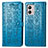 Leather Case Stands Fashionable Pattern Flip Cover Holder S03D for Motorola Moto G53j 5G Blue