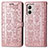 Leather Case Stands Fashionable Pattern Flip Cover Holder S03D for Motorola Moto G53j 5G Rose Gold