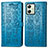 Leather Case Stands Fashionable Pattern Flip Cover Holder S03D for Motorola Moto G54 5G Blue