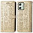 Leather Case Stands Fashionable Pattern Flip Cover Holder S03D for Motorola Moto G54 5G Gold