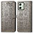 Leather Case Stands Fashionable Pattern Flip Cover Holder S03D for Motorola Moto G54 5G Gray