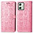 Leather Case Stands Fashionable Pattern Flip Cover Holder S03D for Motorola Moto G54 5G Pink