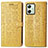 Leather Case Stands Fashionable Pattern Flip Cover Holder S03D for Motorola Moto G54 5G Yellow