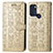 Leather Case Stands Fashionable Pattern Flip Cover Holder S03D for Motorola Moto G60s Gold