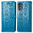 Leather Case Stands Fashionable Pattern Flip Cover Holder S03D for Motorola Moto G62 5G Blue