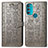 Leather Case Stands Fashionable Pattern Flip Cover Holder S03D for Motorola Moto G71 5G Gray