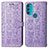 Leather Case Stands Fashionable Pattern Flip Cover Holder S03D for Motorola Moto G71 5G Purple