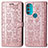 Leather Case Stands Fashionable Pattern Flip Cover Holder S03D for Motorola Moto G71 5G Rose Gold