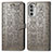 Leather Case Stands Fashionable Pattern Flip Cover Holder S03D for Motorola Moto G71s 5G Gray