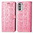 Leather Case Stands Fashionable Pattern Flip Cover Holder S03D for Motorola Moto G71s 5G Pink