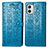 Leather Case Stands Fashionable Pattern Flip Cover Holder S03D for Motorola Moto G73 5G Blue