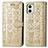 Leather Case Stands Fashionable Pattern Flip Cover Holder S03D for Motorola Moto G73 5G Gold