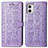 Leather Case Stands Fashionable Pattern Flip Cover Holder S03D for Motorola Moto G73 5G Purple