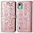 Leather Case Stands Fashionable Pattern Flip Cover Holder S03D for Nokia C12 Plus Rose Gold