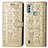 Leather Case Stands Fashionable Pattern Flip Cover Holder S03D for Nokia C31 Gold