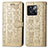 Leather Case Stands Fashionable Pattern Flip Cover Holder S03D for OnePlus 10T 5G Gold