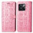 Leather Case Stands Fashionable Pattern Flip Cover Holder S03D for OnePlus 10T 5G Pink